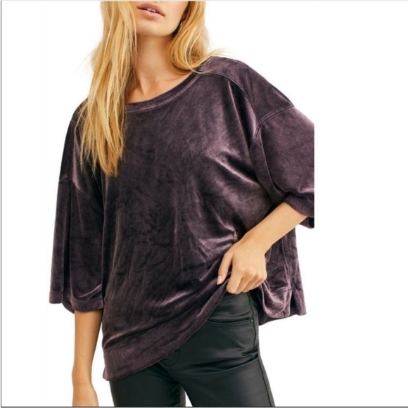 Free People Tops - NWT Free People Valerie Velvet Tee Navy purple